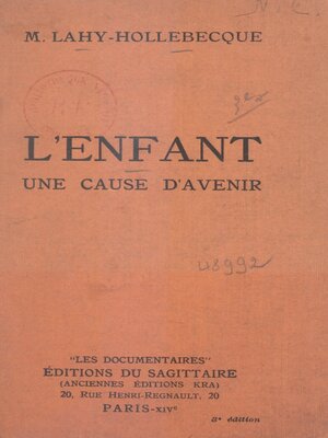 cover image of L'enfant, une cause d'avenir